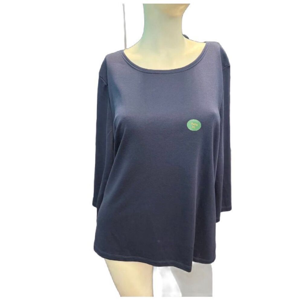 LL Bean Blue Scoop Neck 3/4 Sleeve Top Women’s Size XL Petite NEW WITH TAGS